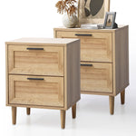 Bedside Tables Set of 2 Nightstand Natural White