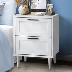 Bedside Table Nightstand 2 Drwers White