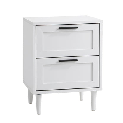 Bedside Table Nightstand 2 Drwers White