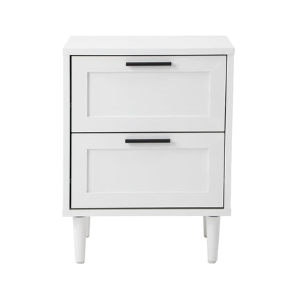 Bedside Table Nightstand 2 Drwers White