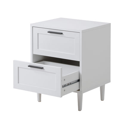 Bedside Table Nightstand 2 Drwers White