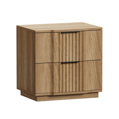 Bedside Table 2 Drawers Storage Nightstand End Table Natural