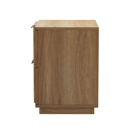 Bedside Table 2 Drawers Storage Nightstand End Table Natural