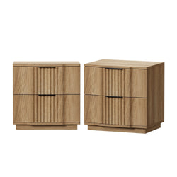2pc Bedside Tables 2 Drawers Nightstand Natural | HomeAndLiv