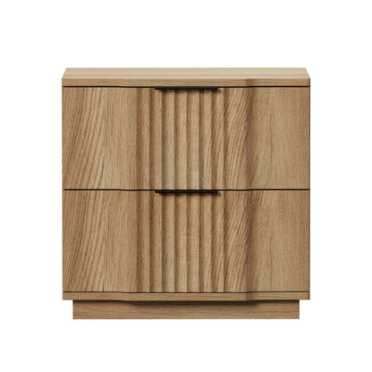 2pc Bedside Tables 2 Drawers Nightstand Natural | HomeAndLiv