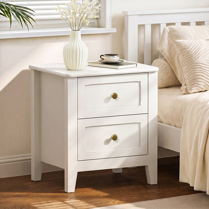White Bedside Table 2 Drawers 45x35x50cm