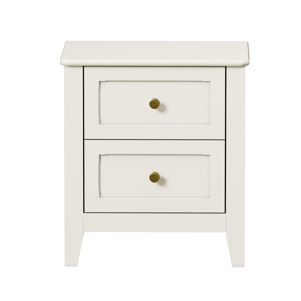 White Bedside Table 2 Drawers 45x35x50cm
