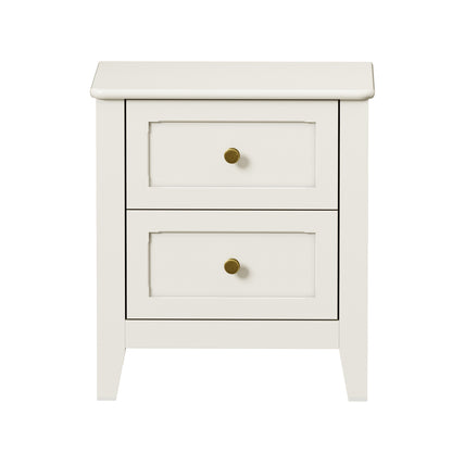 White Bedside Table 2 Drawers 45x35x50cm