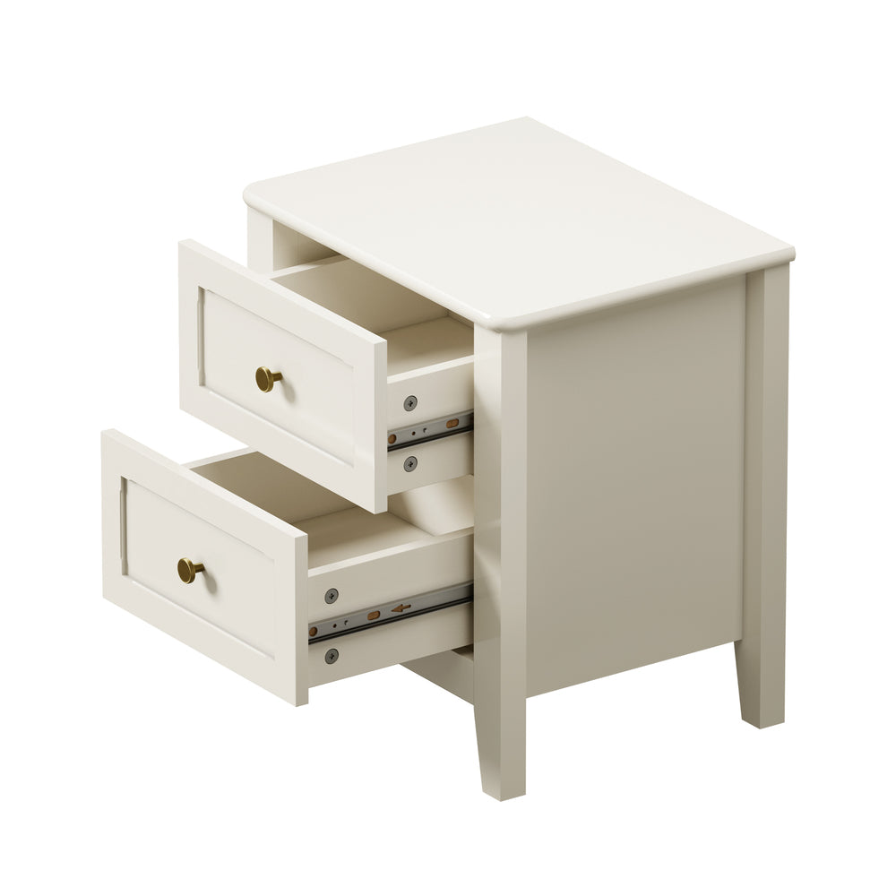 White Bedside Table 2 Drawers 45x35x50cm