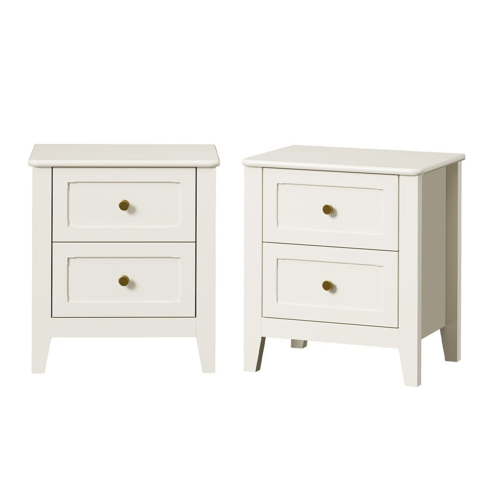 Bedside Table 2 Drawers White 45x35x50cm