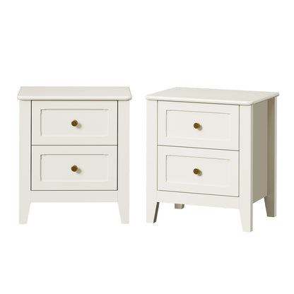 Bedside Table 2 Drawers White 45x35x50cm