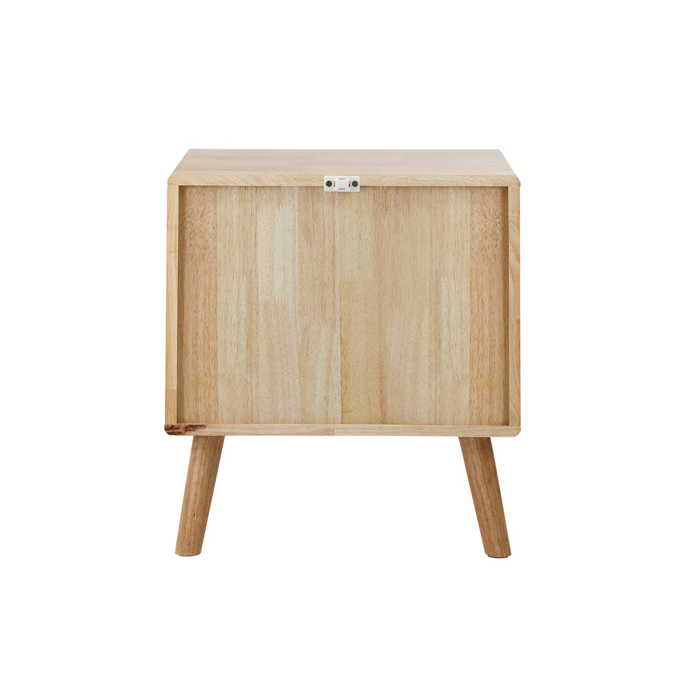 Set of 2 Bedside Tables 2 Drawers Side Tables Rubber Wood