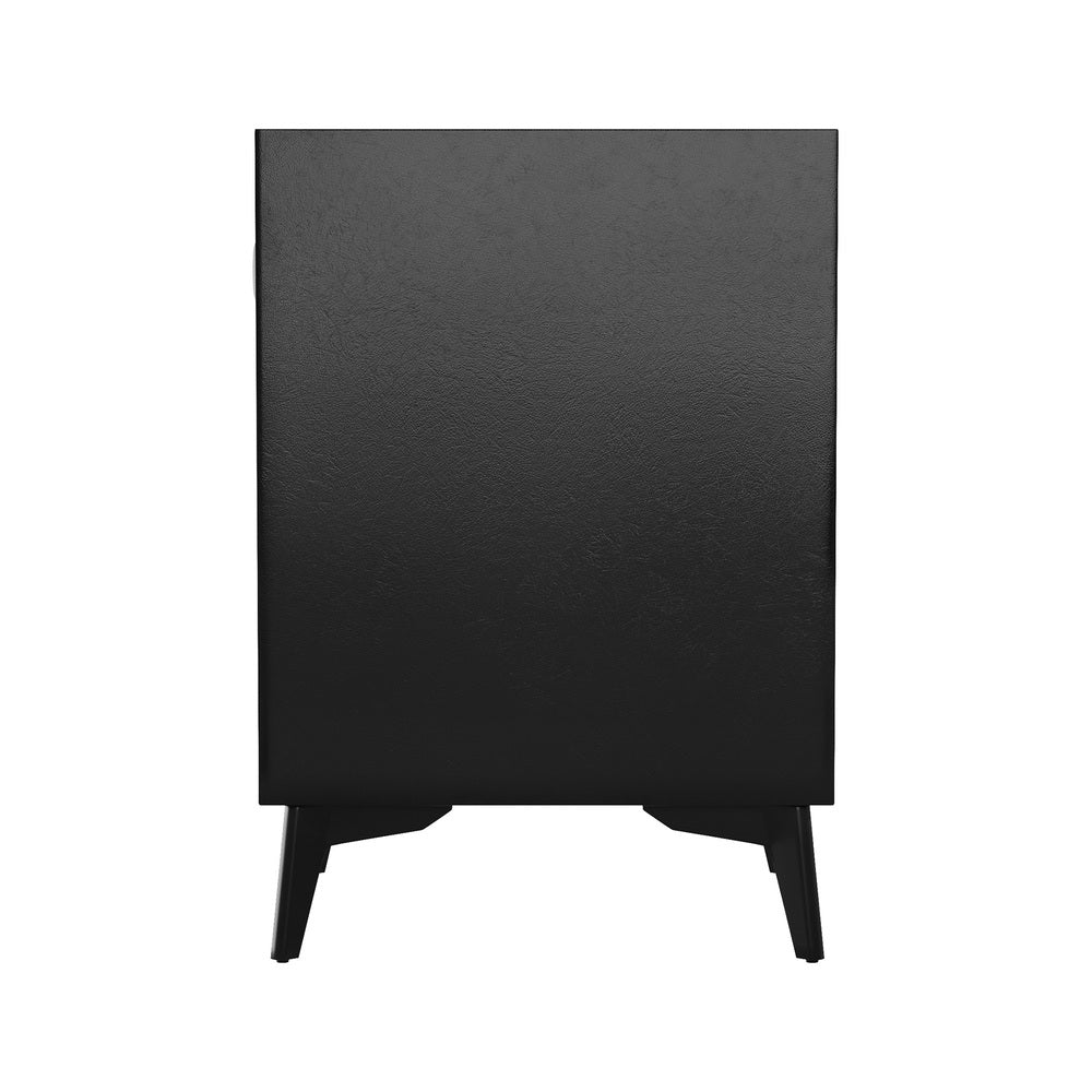 Smart Bedside Table Black 3 Drawers LED Lights Wireless Charging Nightstand