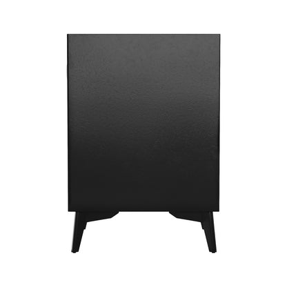 Smart Bedside Table Black 3 Drawers LED Lights Wireless Charging Nightstand