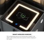 Smart Bedside Table Wireless Charging LED Lights 3 Drawers