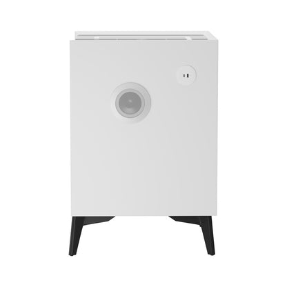 2x Smart Bedside Tables Wireless Charging LED 3 Drawers Grey
