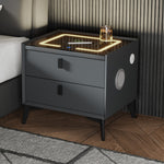 Smart Bedside Table Wireless Charging LED 2 Drawers