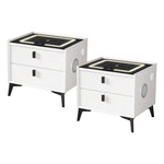 Smart Bedside Table Wireless Charging LED 2 Drawers