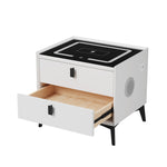 Smart Bedside Table Wireless Charging LED 2 Drawers