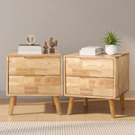 Bedside Tables Set 2 Drawers Natural Wood | HomeAndLiving