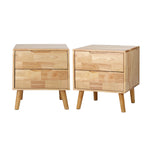Bedside Tables Set 2 Drawers Natural Wood | HomeAndLiving