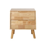 Bedside Tables Set 2 Drawers Natural Wood | HomeAndLiving