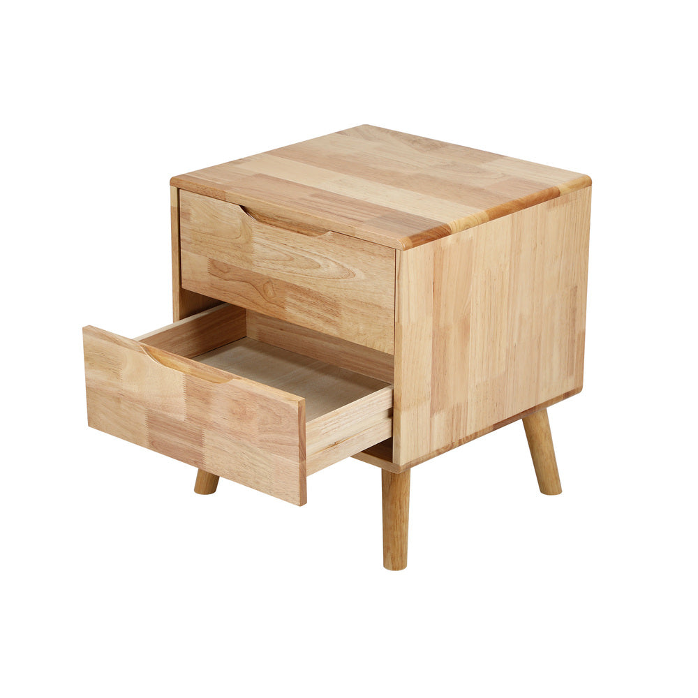 Bedside Tables Set 2 Drawers Natural Wood | HomeAndLiving - 9