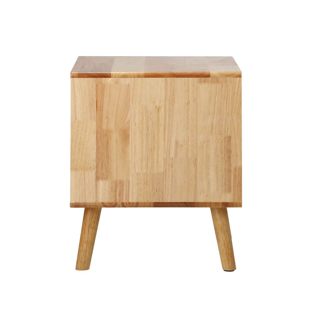 Bedside Tables Set 2 Drawers Natural Wood | HomeAndLiving - 3
