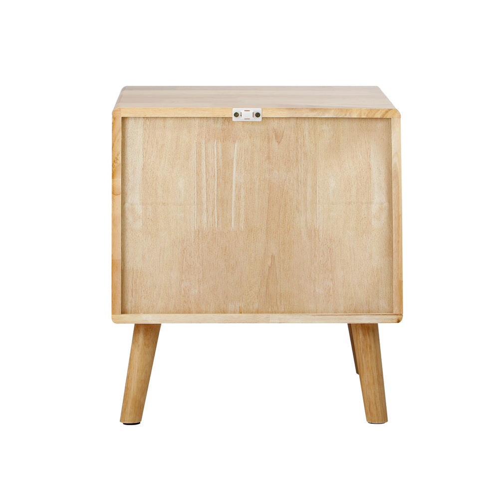 Bedside Tables Set 2 Drawers Natural Wood | HomeAndLiving - 5
