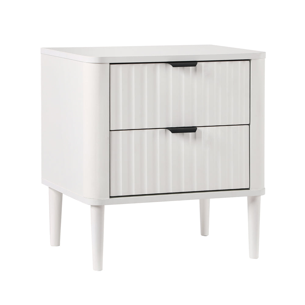 2x Bedside Table 2 Drawers Nightstand White