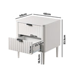 2x Bedside Table 2 Drawers Nightstand White