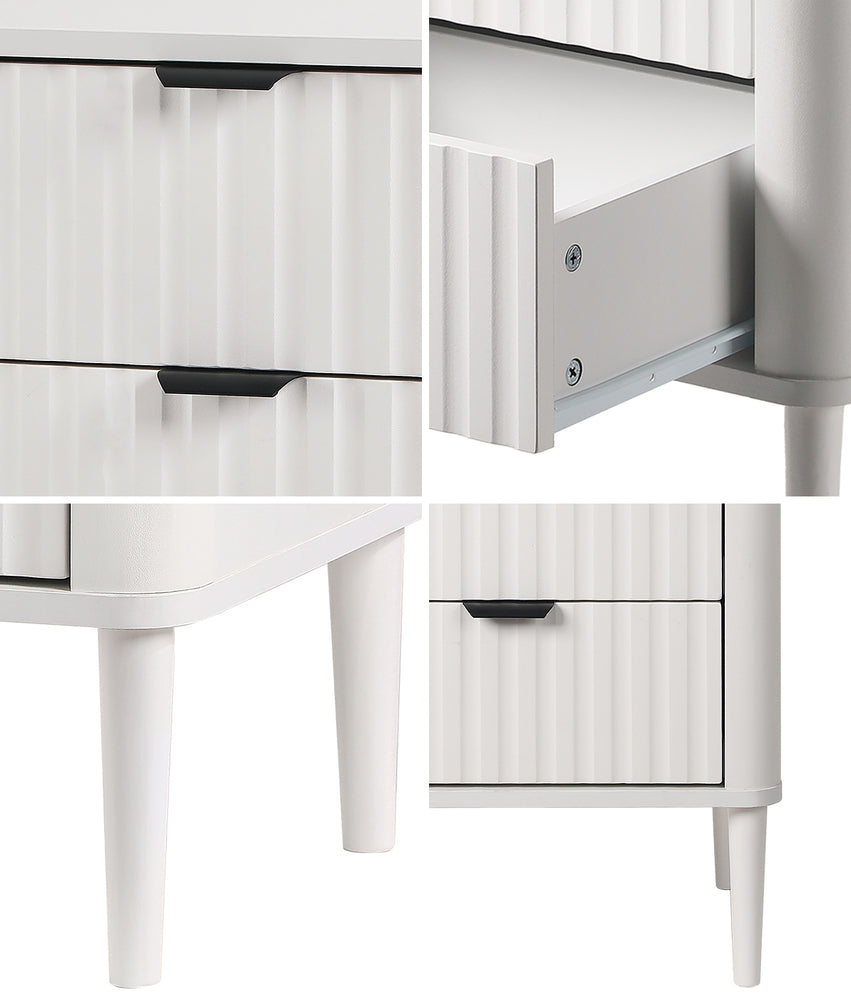 2x Bedside Table 2 Drawers Nightstand White