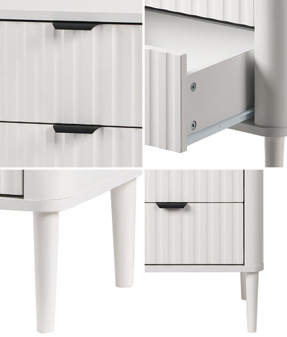 2x Bedside Table 2 Drawers Nightstand White