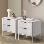 2x Bedside Table 2 Drawers Nightstand White