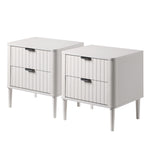 2x Bedside Table 2 Drawers Nightstand White