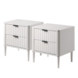2x Bedside Table 2 Drawers Nightstand White