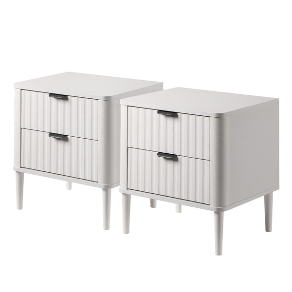  2x Bedside Table 2 Drawers Nightstand White