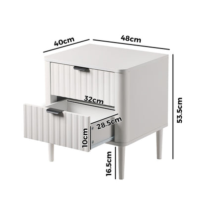 2x Bedside Table 2 Drawers Nightstand White
