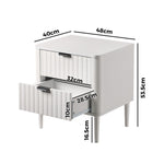 2x Bedside Table 2 Drawers Nightstand White