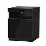 Bedside Table LED Nightstand Shelf Black