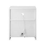 Bedside Table LED Nightstand Shelf Natural/High-gloss Front White