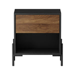 Bedside Table Nightstand Drawer Storage Cabinet Walnut & Black