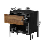 Bedside Table Nightstand Drawer Storage Cabinet Walnut & Black