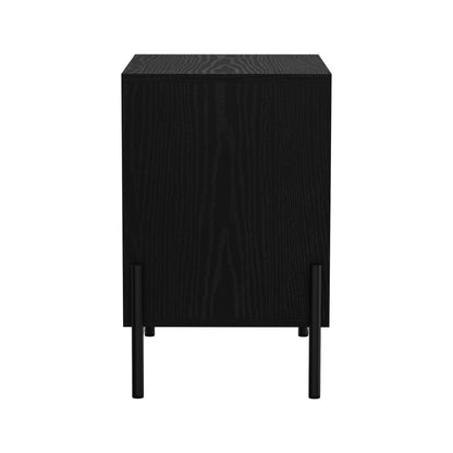 Bedside Table Nightstand Drawer Storage Cabinet Walnut & Black