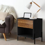 Bedside Table Nightstand Drawer Storage Cabinet Walnut & Black