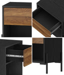 Bedside Table Nightstand Drawer Storage Cabinet Walnut & Black