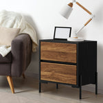 Bedside Table 2 Drawers Side End Nightstand Walnut