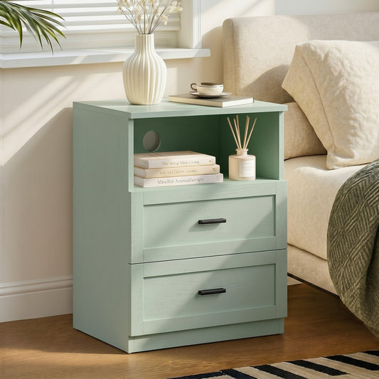 Green Bedside Table 2 Drawers Nightstand | HomeAndLiving - 7