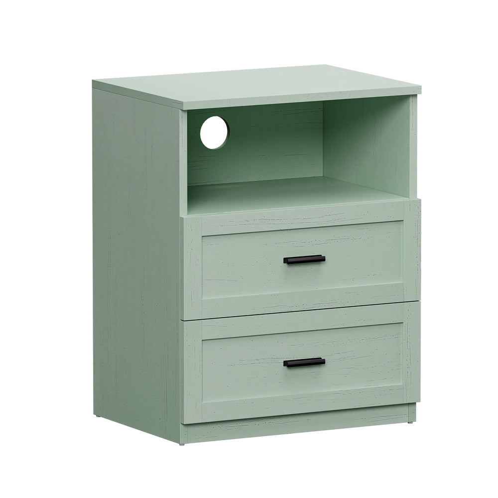 Green Bedside Table 2 Drawers Nightstand | HomeAndLiving
