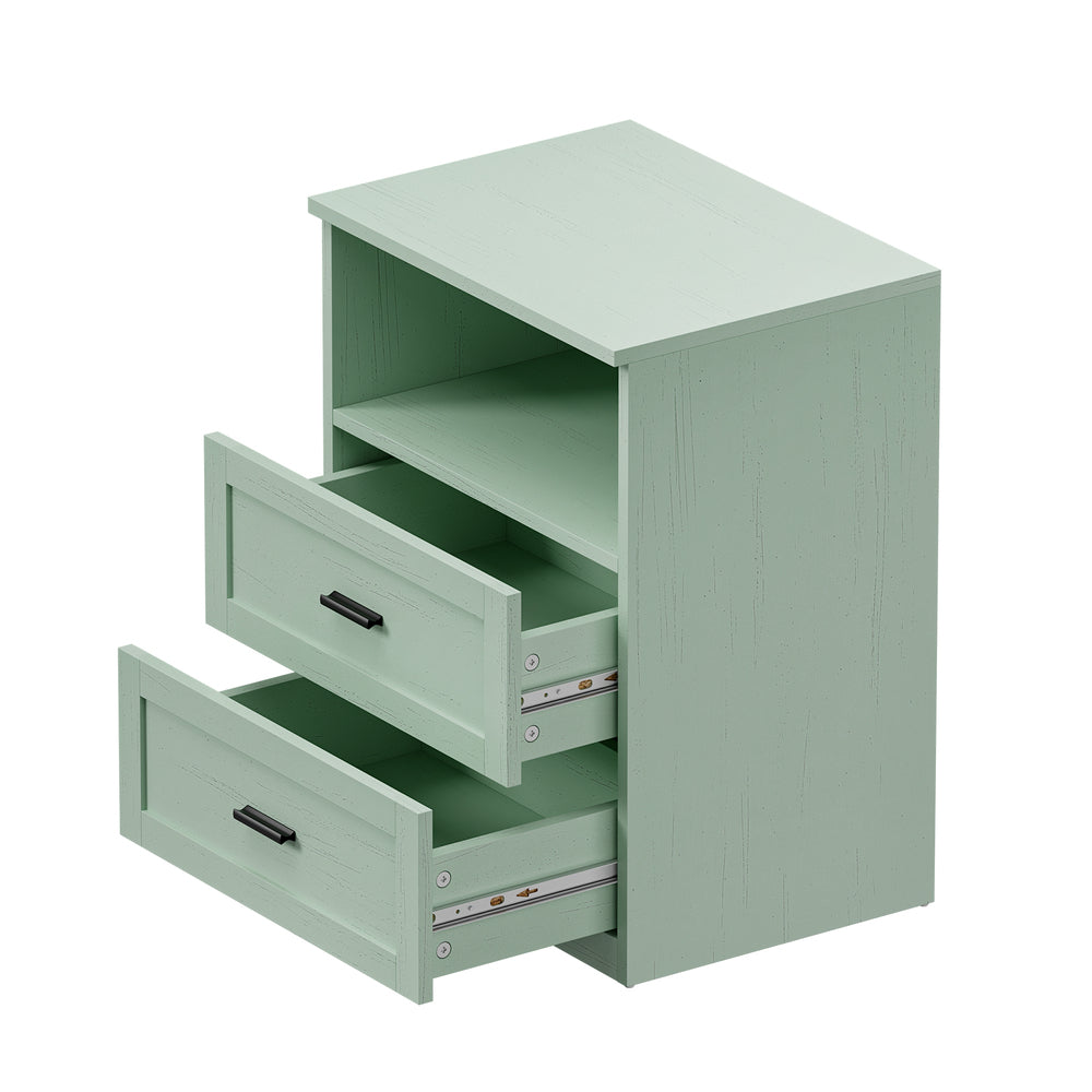 Green Bedside Table 2 Drawers Nightstand | HomeAndLiving